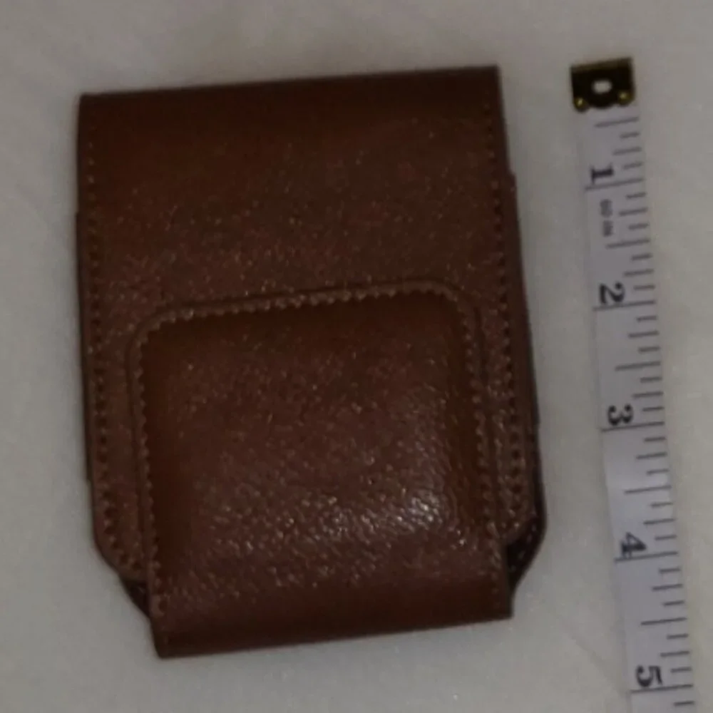 Brown Magnetic Clip-on Leather Bag Case Belt Clip Holder Holster Wallet - Picture 4 of 5